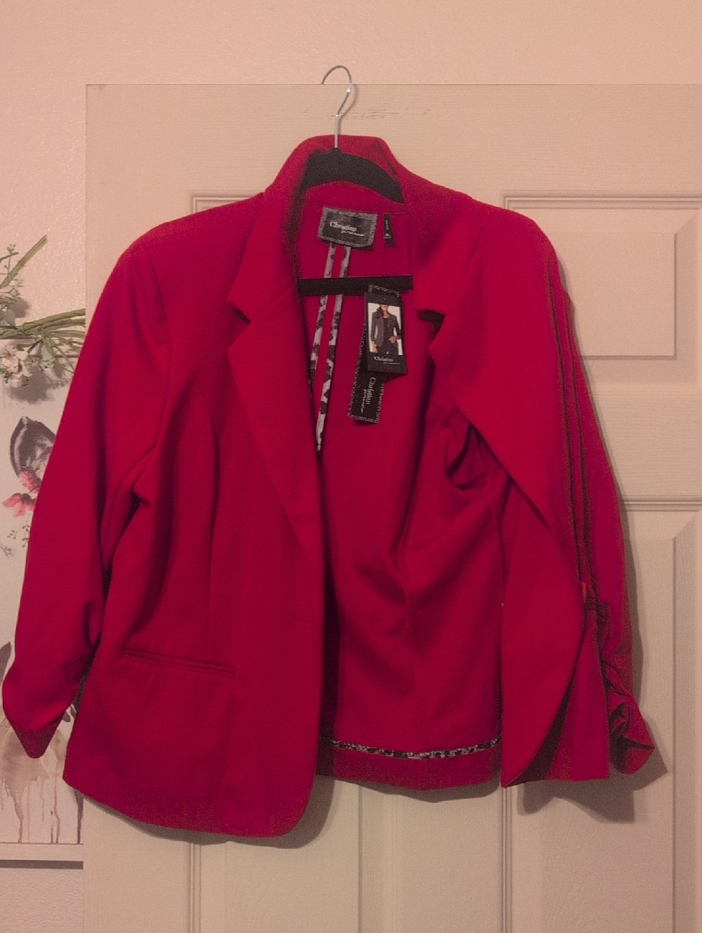 Christian Soriano Women's Red Open-Front Blazer